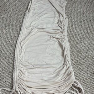 Cream Ruched Sleeveless Dress